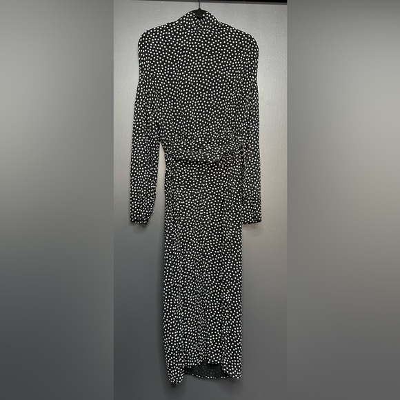 NEW Zara Polka Dot Belted Long Sleeve High Neck Maxi Dress M - Picture 4 of 9